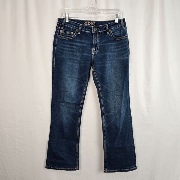 Rock & Roll Denim Boyfriend Jeans Women's 28 x 30 (30 x 28) Blue Dark Wash - Picture 1 of 16